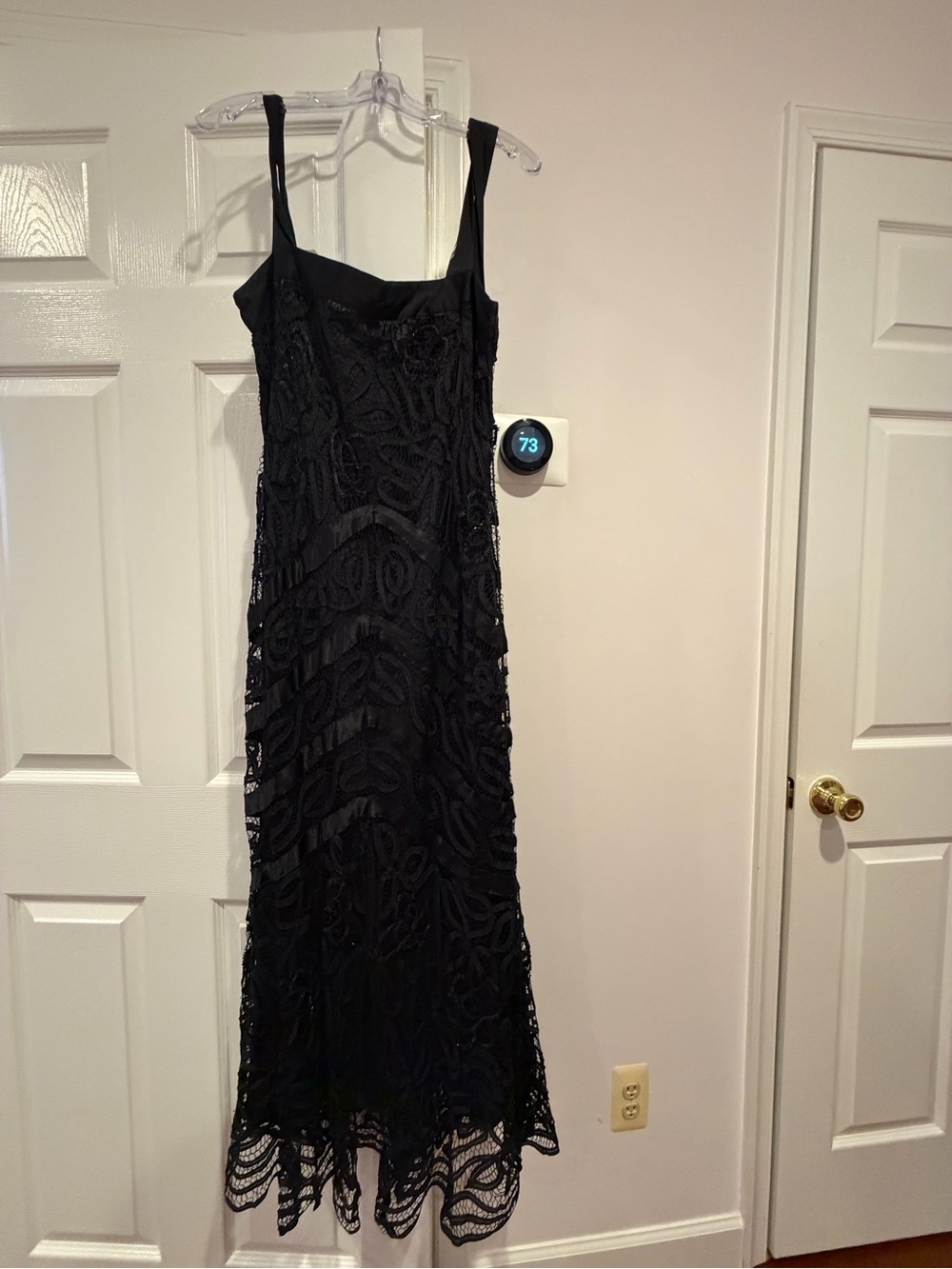 Soulmates Black Lace Maxi Dress with Strappy Shoulders